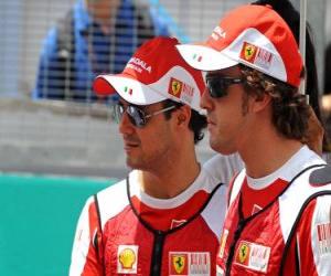 yapboz Felipe Massa, Fernando Alonso - Ferrari - 2010 Sepang